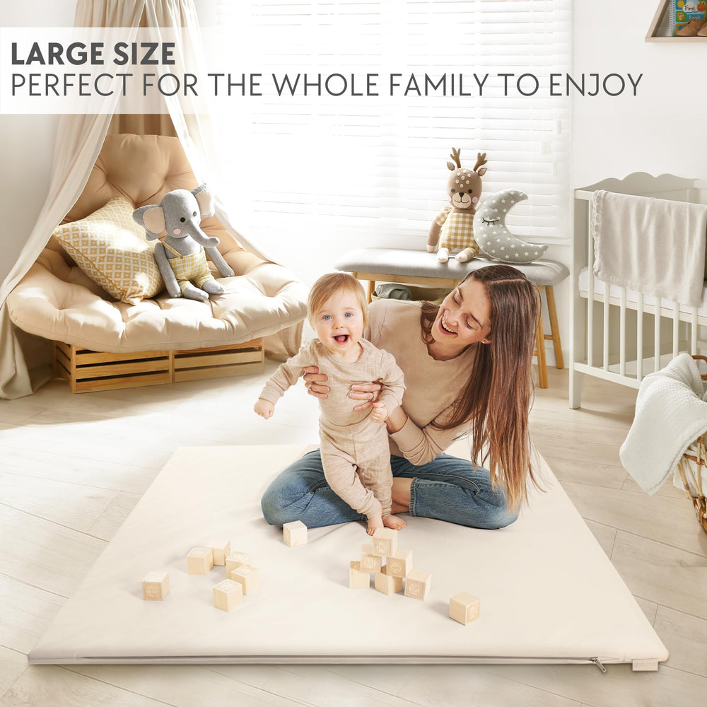 ZICOTO 48x48 inch play mat offers ample crawling space.