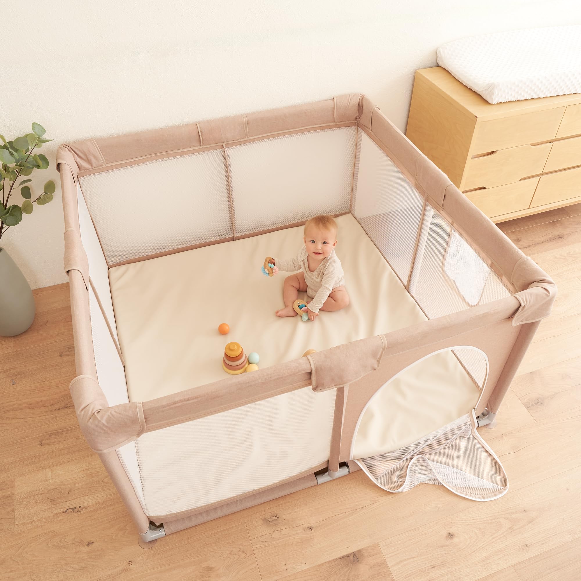 ZICOTO baby play mat in beige complements any nursery decor.