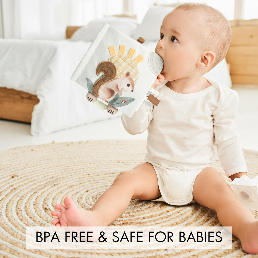ZICOTO BPA-free teether adds safe teething moments during reading.