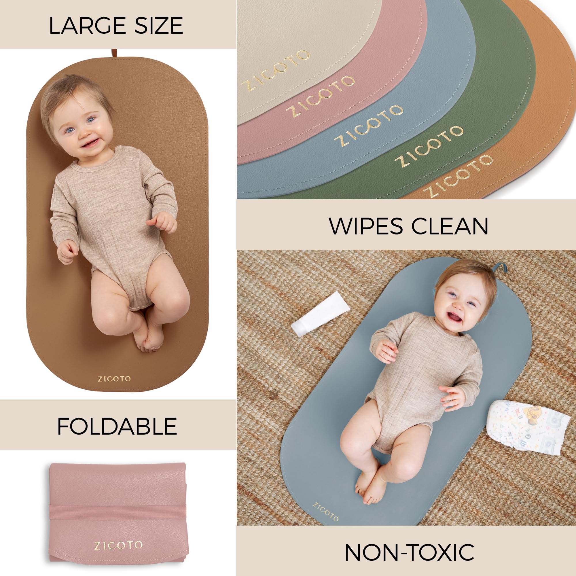 ZICOTO changing pad elastic band, secure folding for quick storage between adventures.