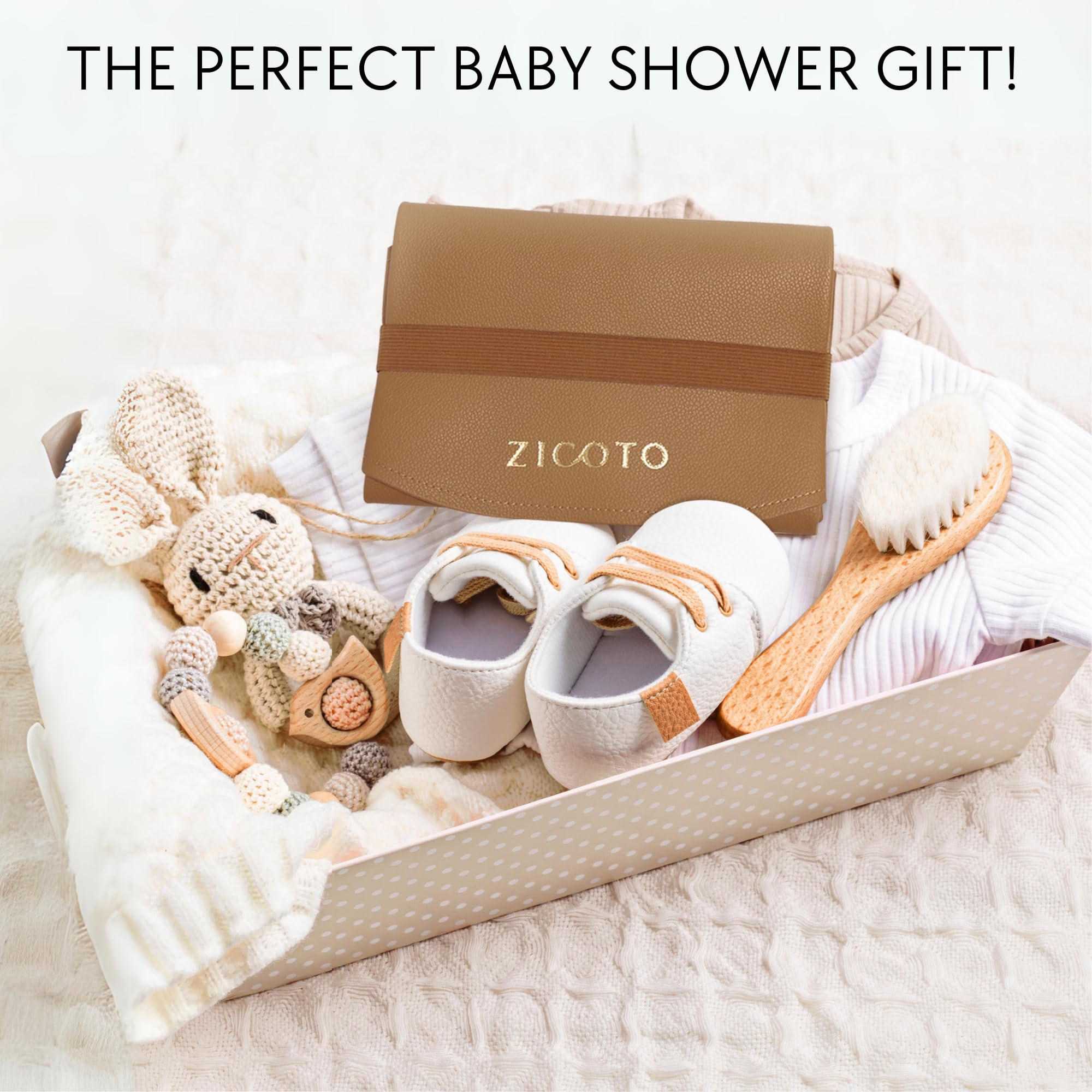 ZICOTO classic brown travel changing pad adds style and practicality on trips.
