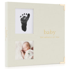 ZICOTO Keepsake Baby Memory Book front cover with linen texture for lasting memories