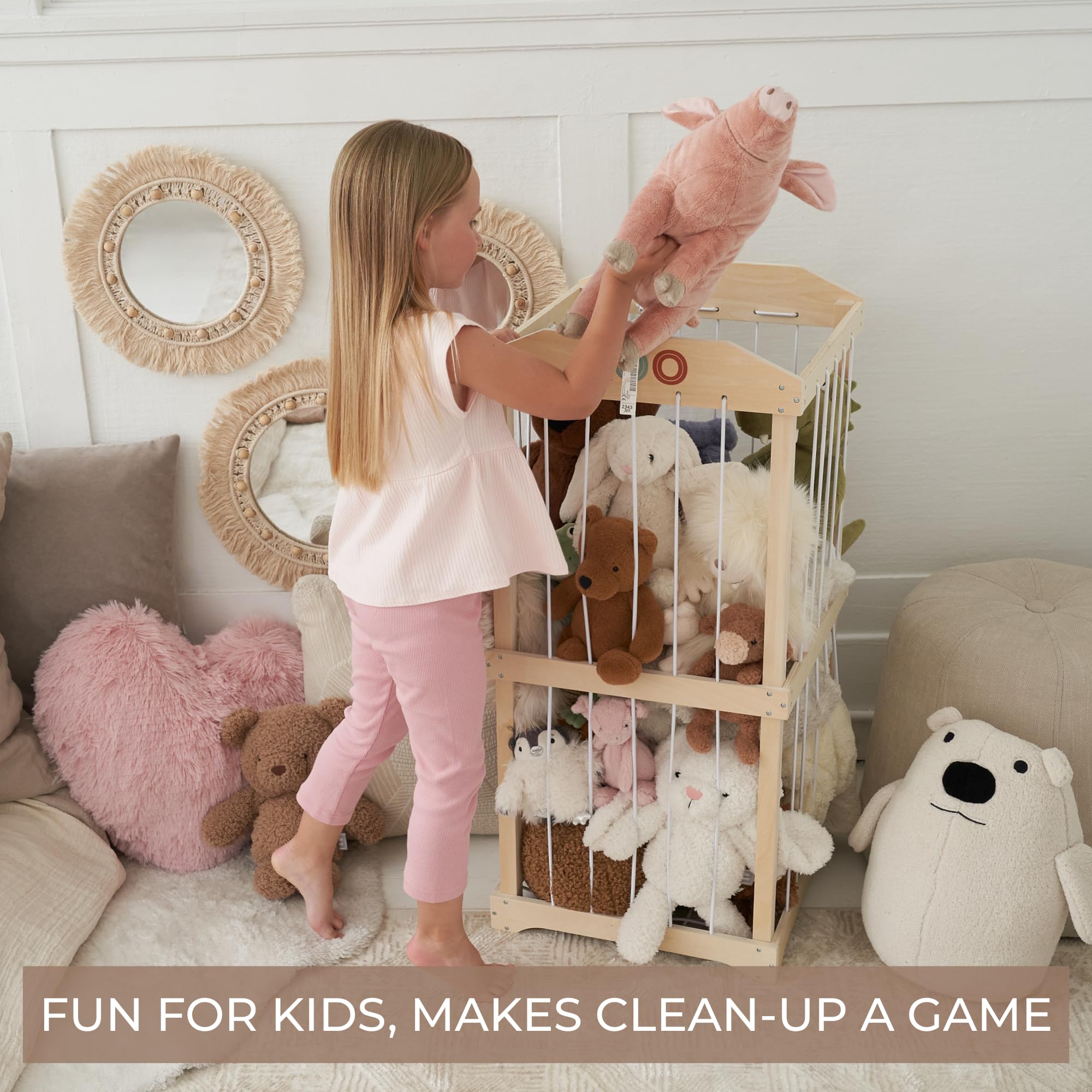 ZICOTO nursery decor friendly storage blends with room while organizing toys