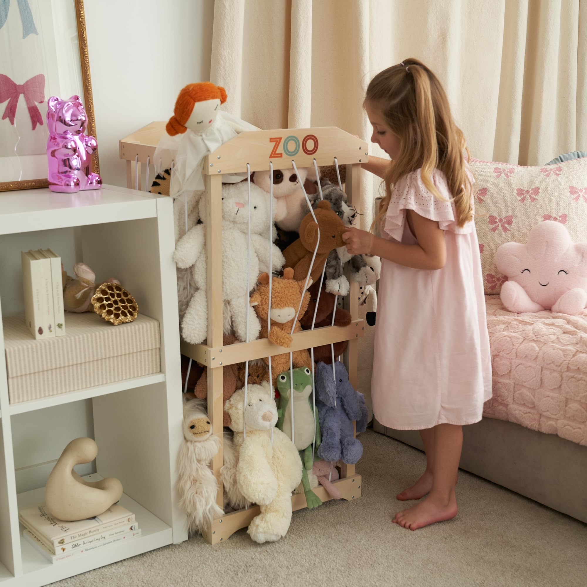 ZICOTO playroom organizer keeps plush friends ready for snuggles