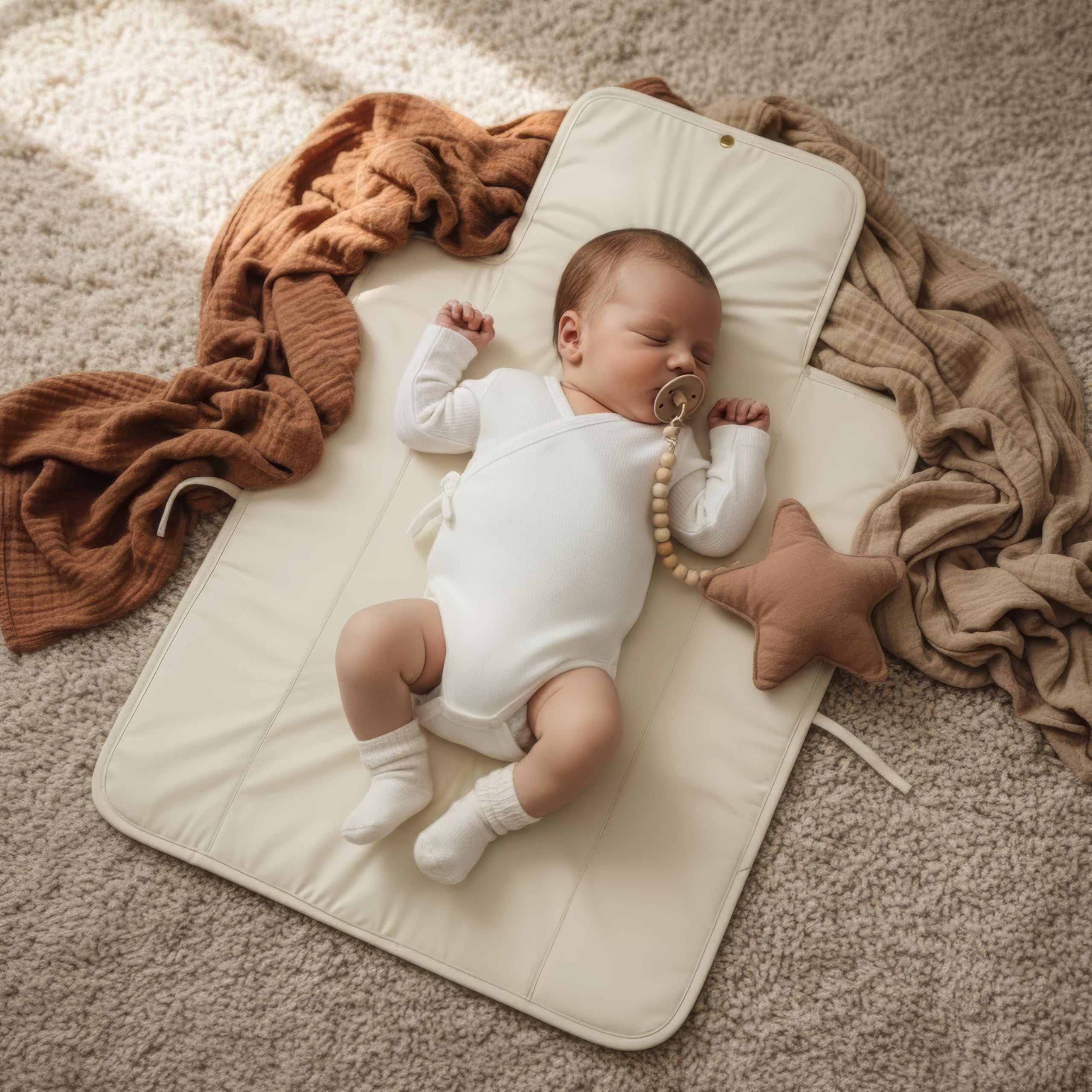 Soft cotton ZICOTO changing mat offers comfortable baby-safe surface on the go