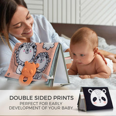 ZICOTO soft tummy time book crinkle filling page for sensory exploration.