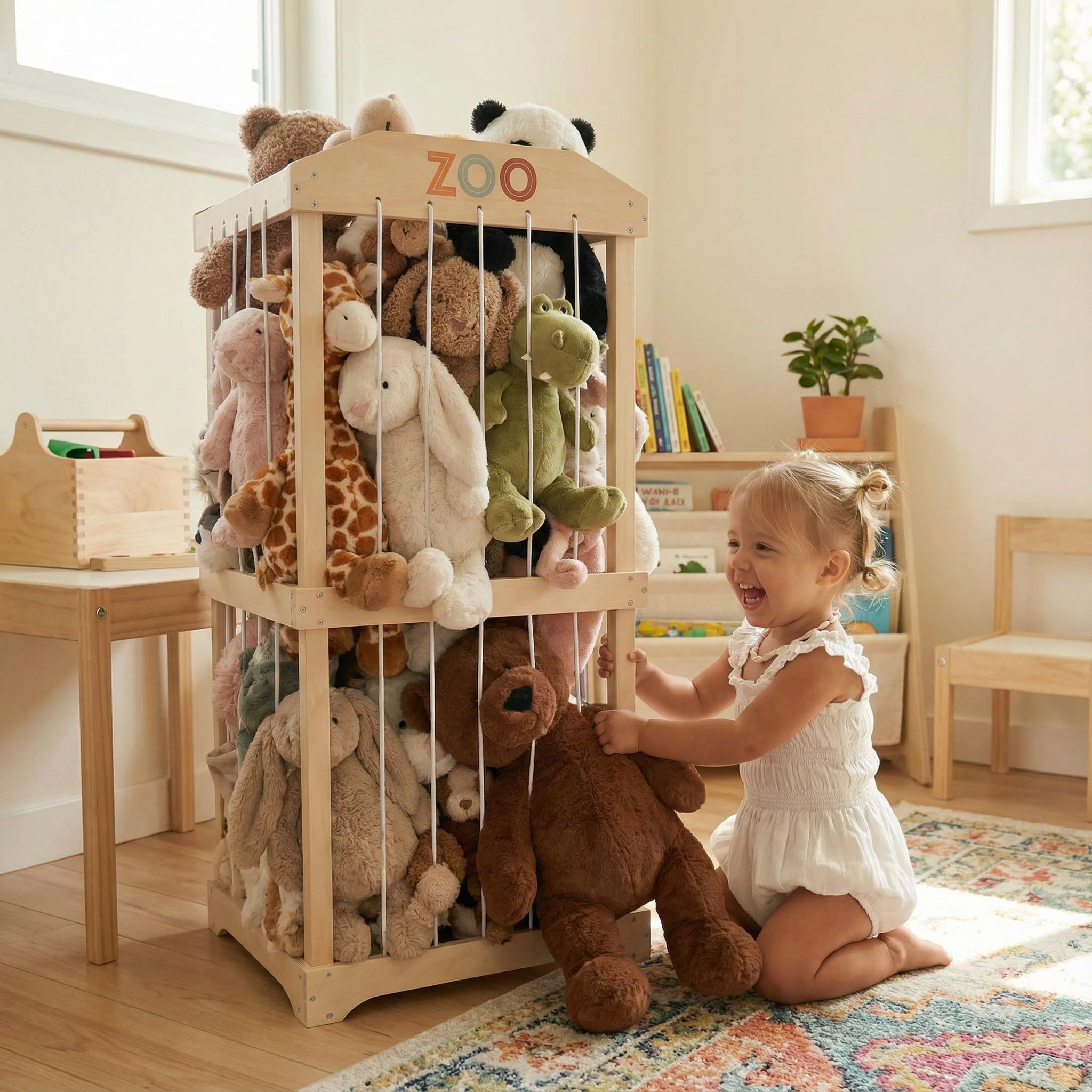 ZICOTO wooden toy rack offers durable storage for playtime