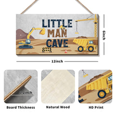 ZIEYOMI Little Man Cave Sign shows natural wooden texture for warm spaces
