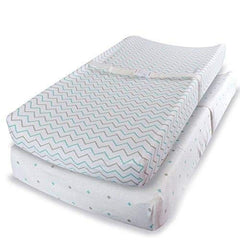 Ziggy Baby changing pad cover in blue-grey chevron for universal fit and soft comfort