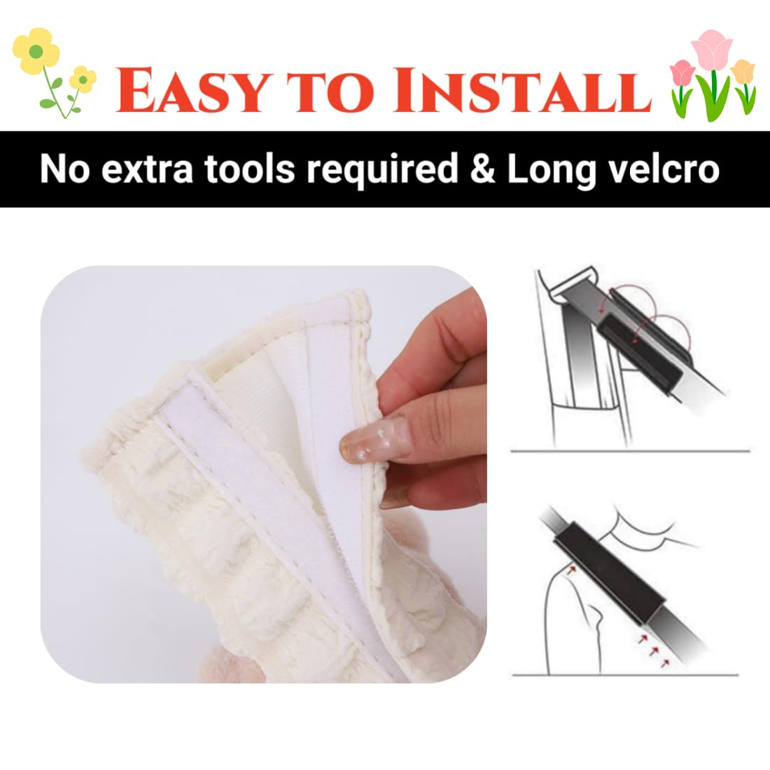 Zigihos pink flower seatbelt cover for women and adults.