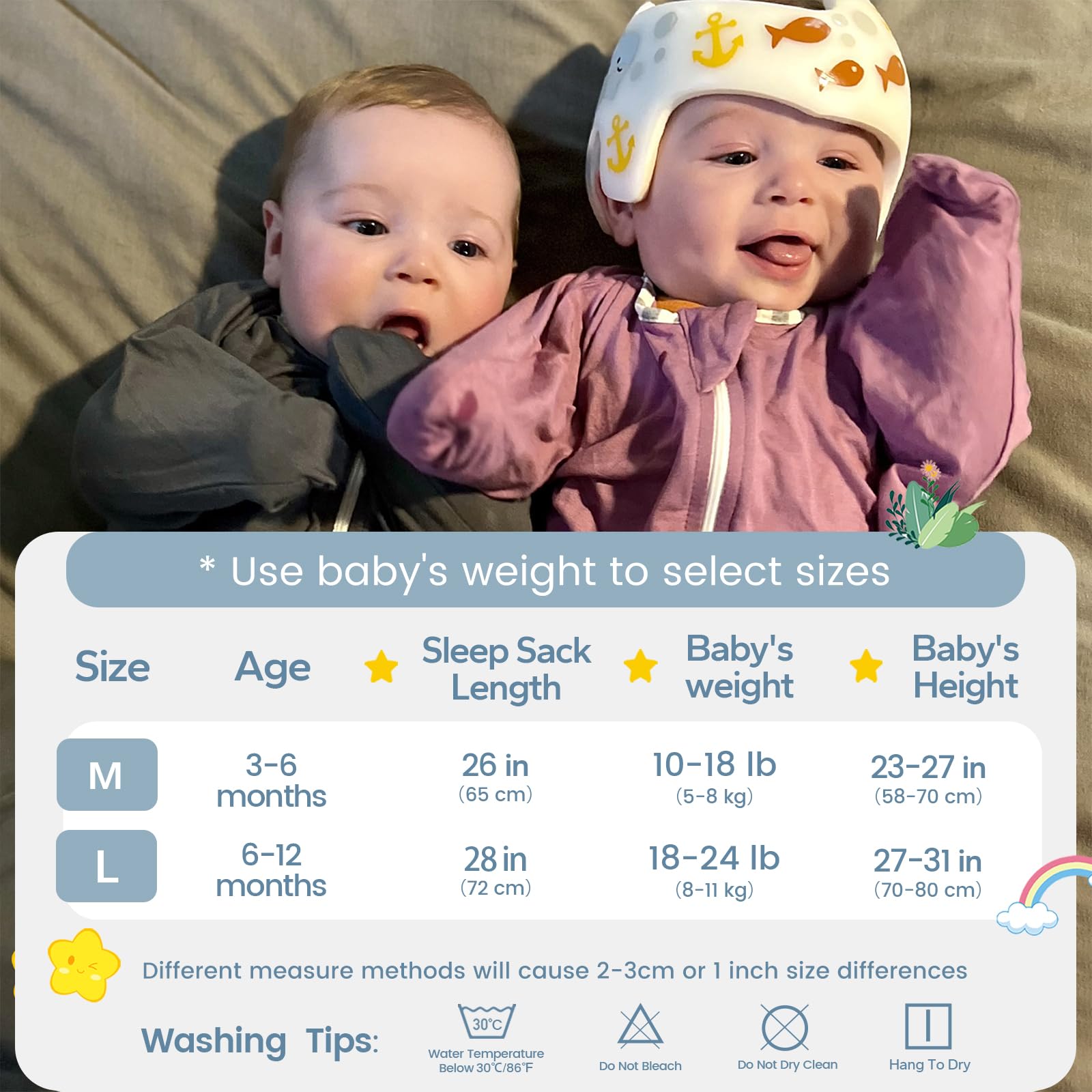 ZIGJOY 6-12 month size swaddle fits babies up to 31 inches and 30 pounds