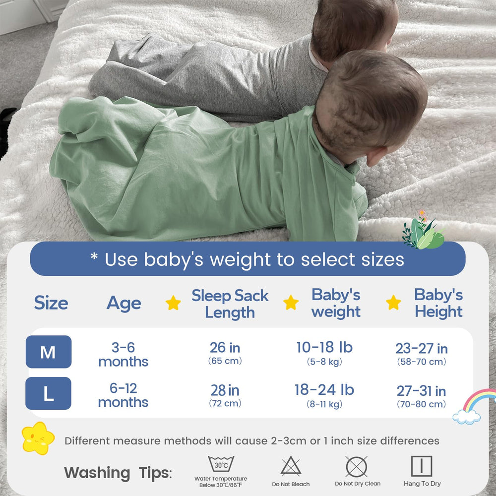 ZIGJOY All-seasons swaddle in green and grey fits diverse room conditions.