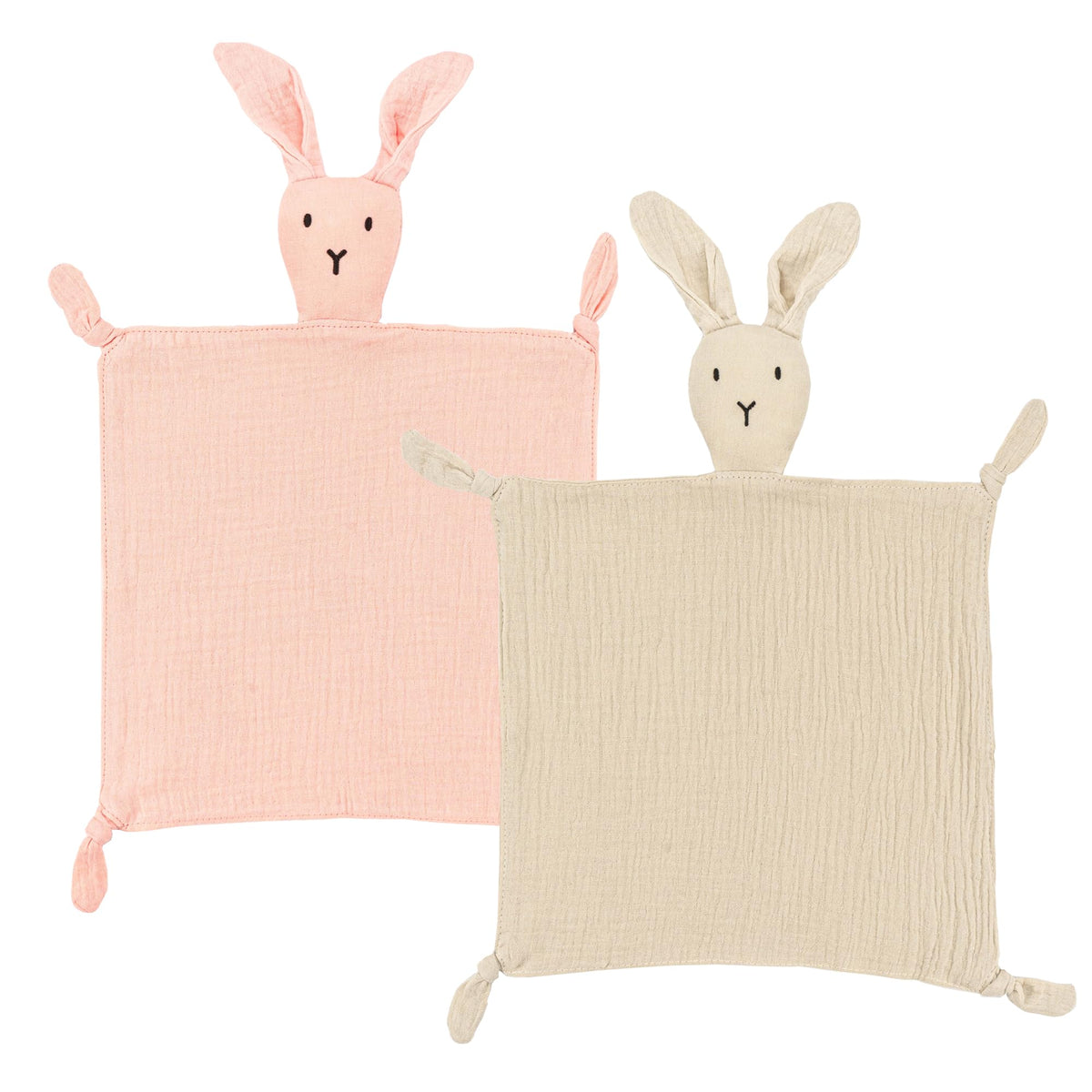 ZIGJOY Bunny Lovey front view — soft muslin security blanket for babies