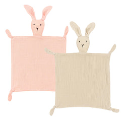 ZIGJOY Bunny Lovey front view — soft muslin security blanket for babies