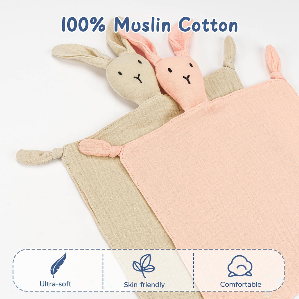 ZIGJOY Bunny Lovey muslin fabric close-up — gentle on baby skin and breathable