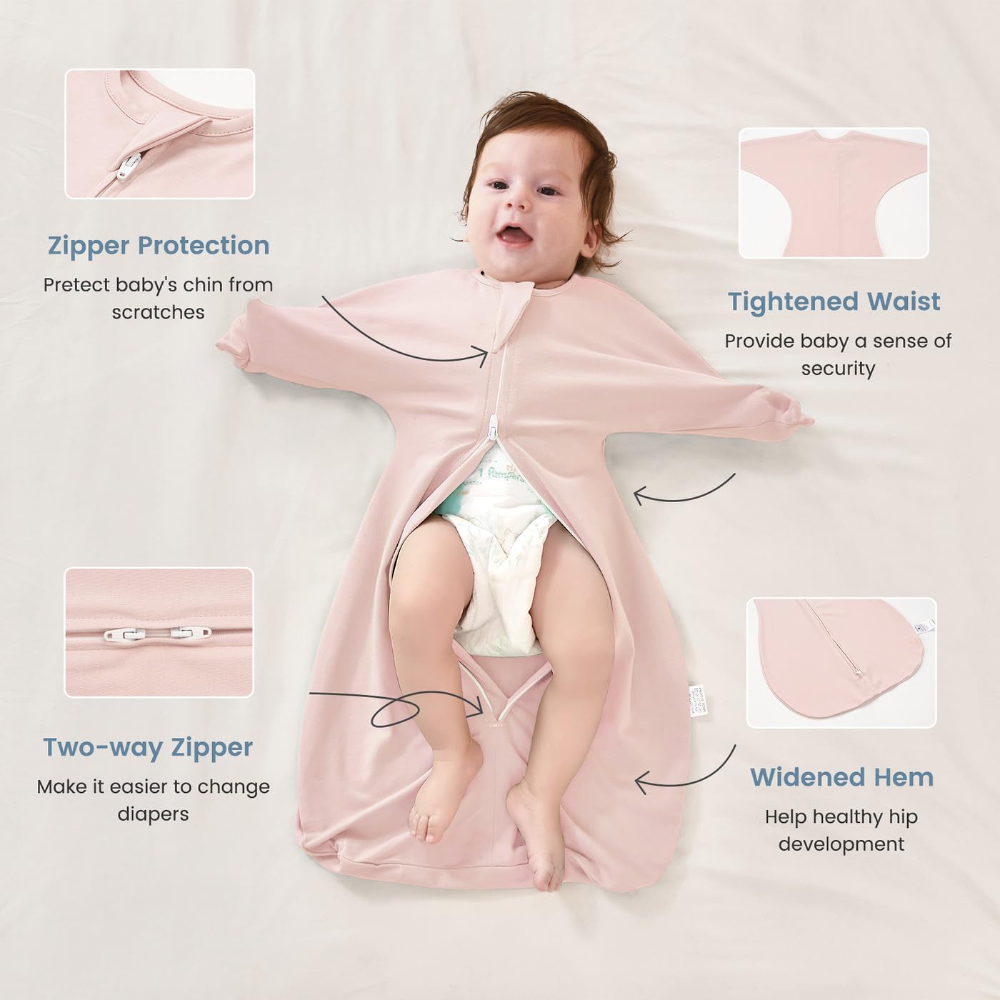ZIGJOY large swaddle for 6-12 months growth-friendly