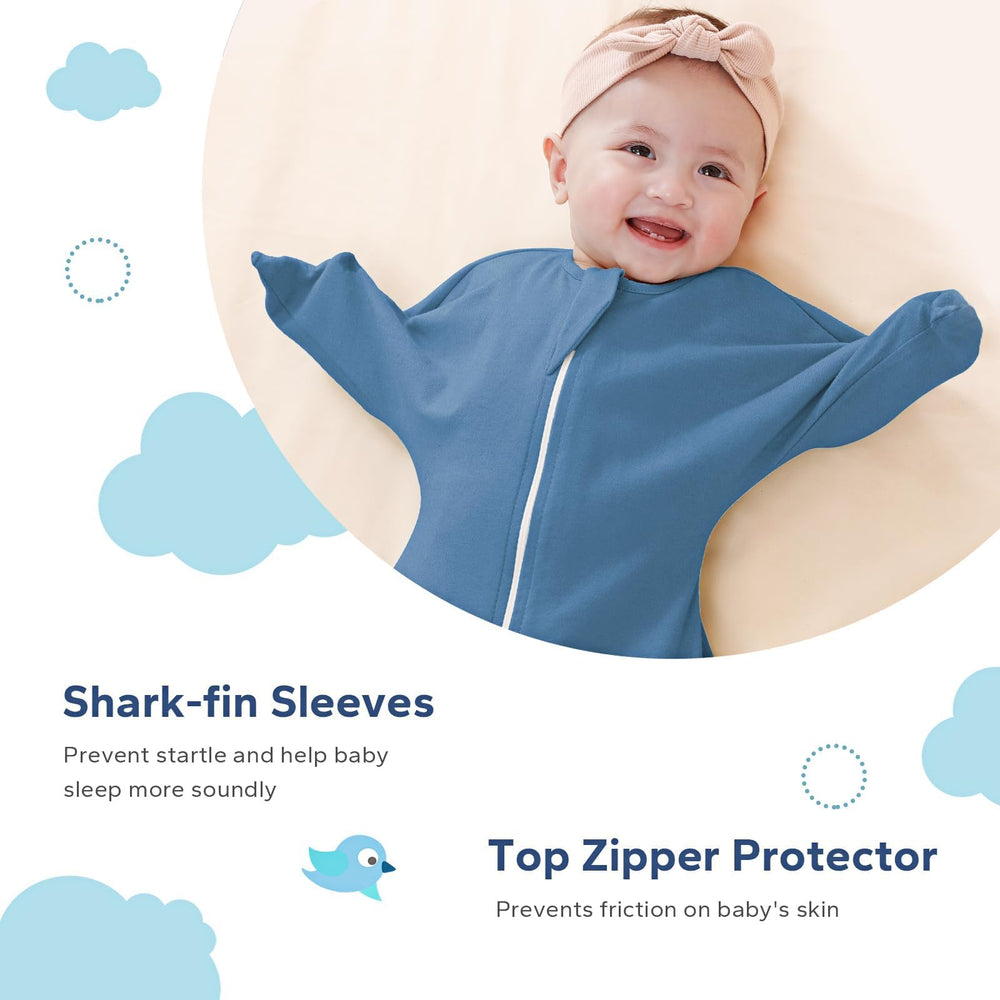 ZIGJOY Shark-Fin 2-way zip enables smooth diaper changes.