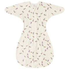 ZIGJOY Shark-Fin Transition Swaddle with purple flower print for soothing sleep.