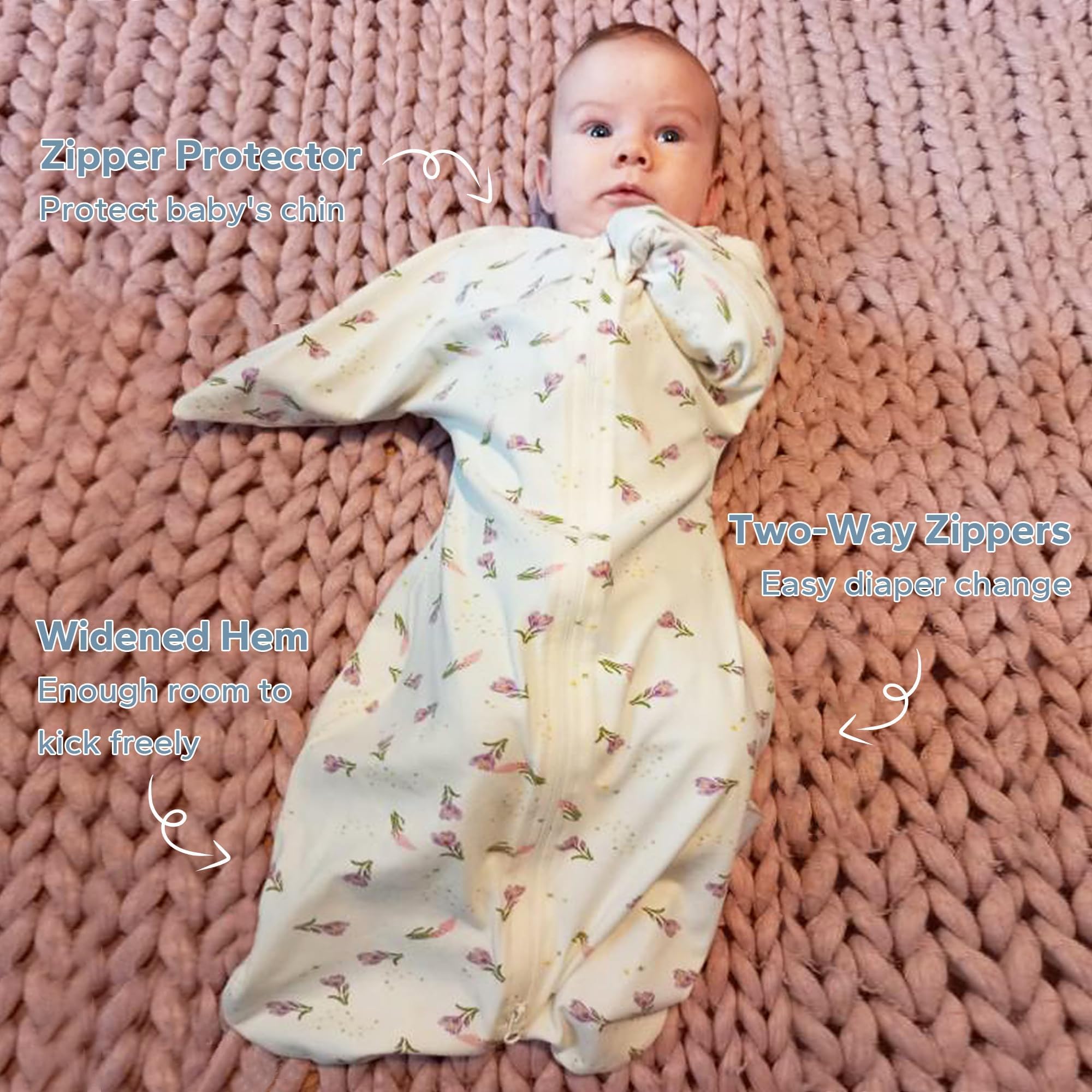 ZIGJOY Shark-Fin Transition Swaddle sleeved design aids self-soothing.