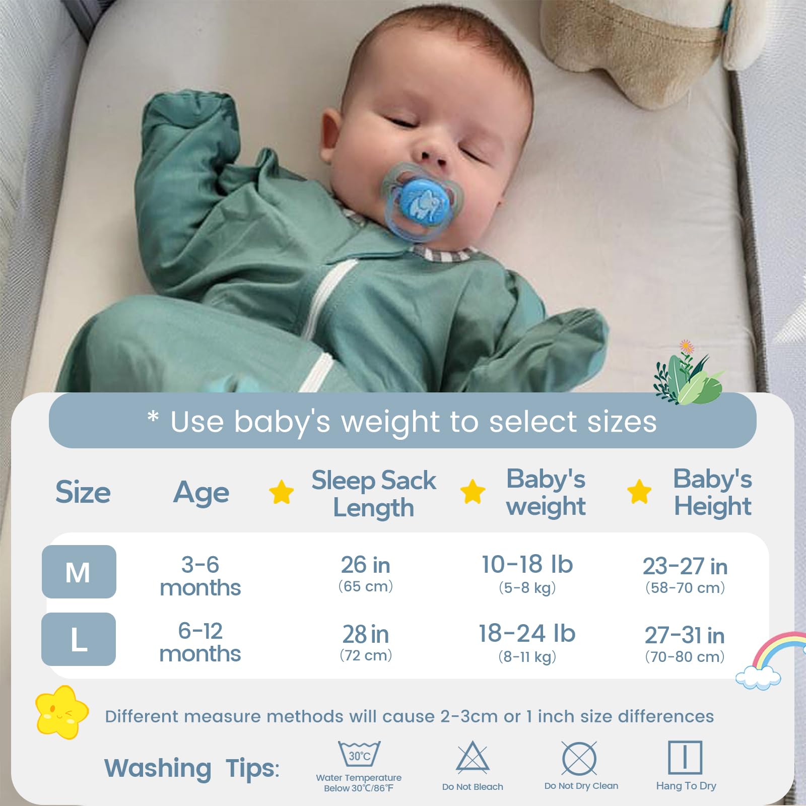 ZIGJOY Shark-Fin Mint Swaddle machine washable for easy care.