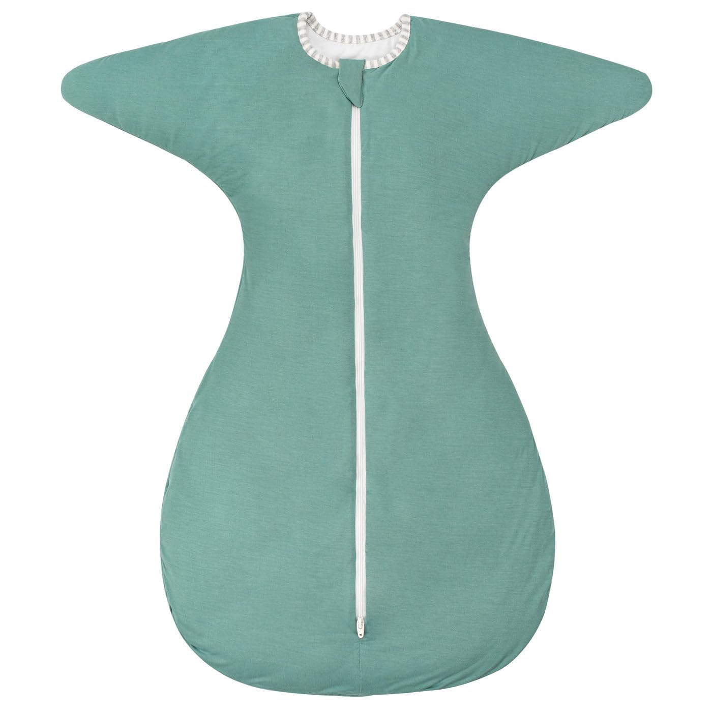 ZIGJOY Shark-Fin transitional swaddle in mint green highlighting bamboo outer fabric for cozy nights
