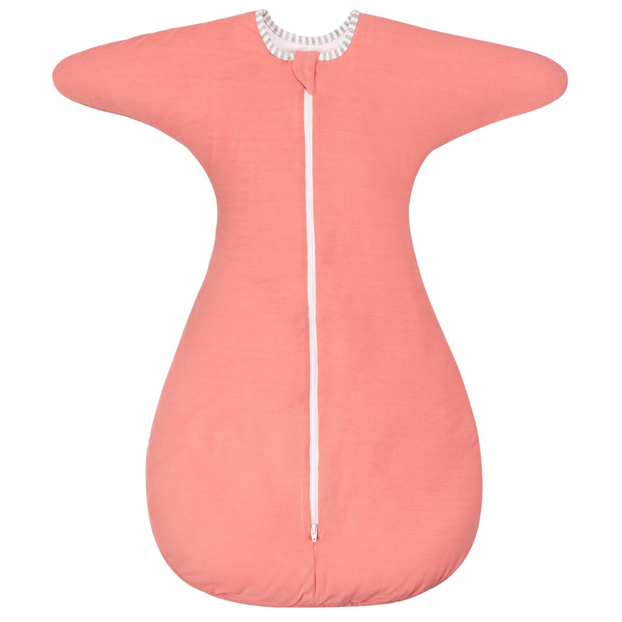 ZIGJOY shark-fin transitional swaddle peach pink with sleeves supports early self-soothing