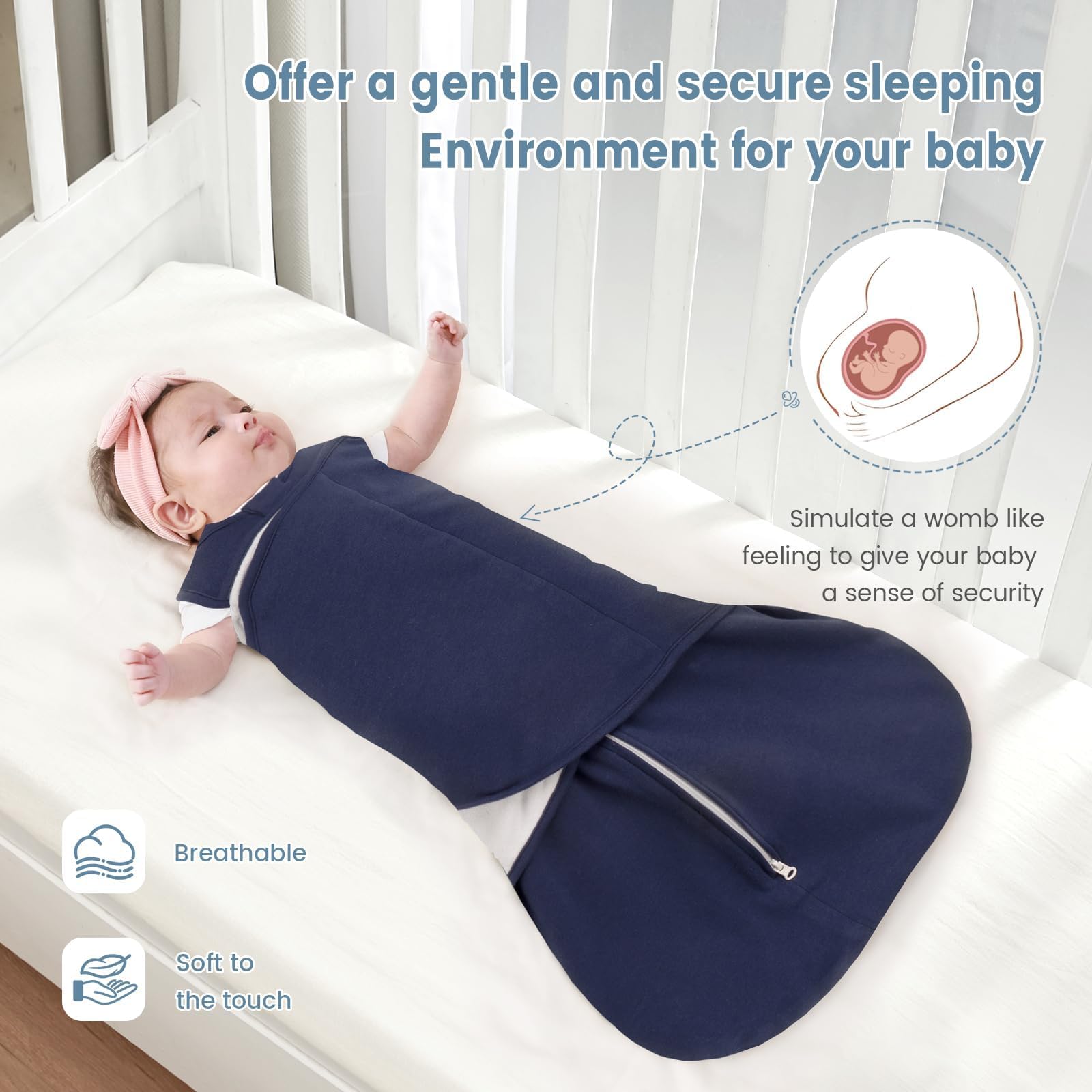 ZIGJOY Sleep Sack Swaddle arms-out-use demonstrates flexible sleep positioning.