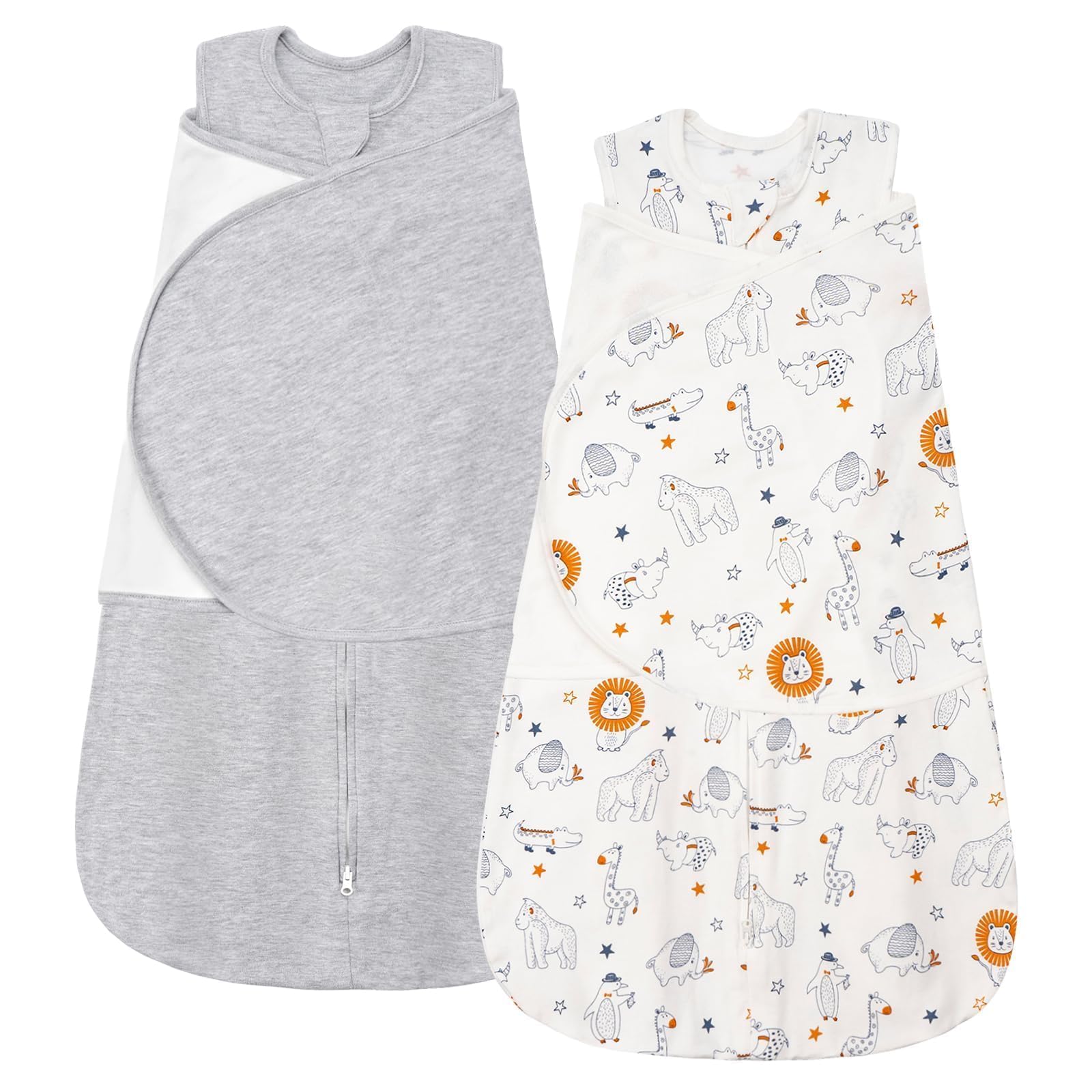 ZIGJOY Sleep Sack Swaddle 1.0 Tog in gray line animal supports safe, cozy newborn sleep