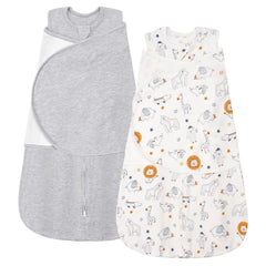 ZIGJOY Sleep Sack Swaddle 1.0 Tog in gray line animal supports safe, cozy newborn sleep