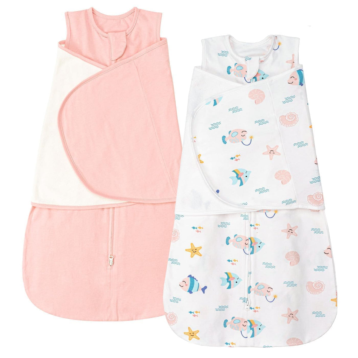 ZIGJOY Sleep Sack Swaddle Ocean front view promotes breathable, cozy sleep for newborns.