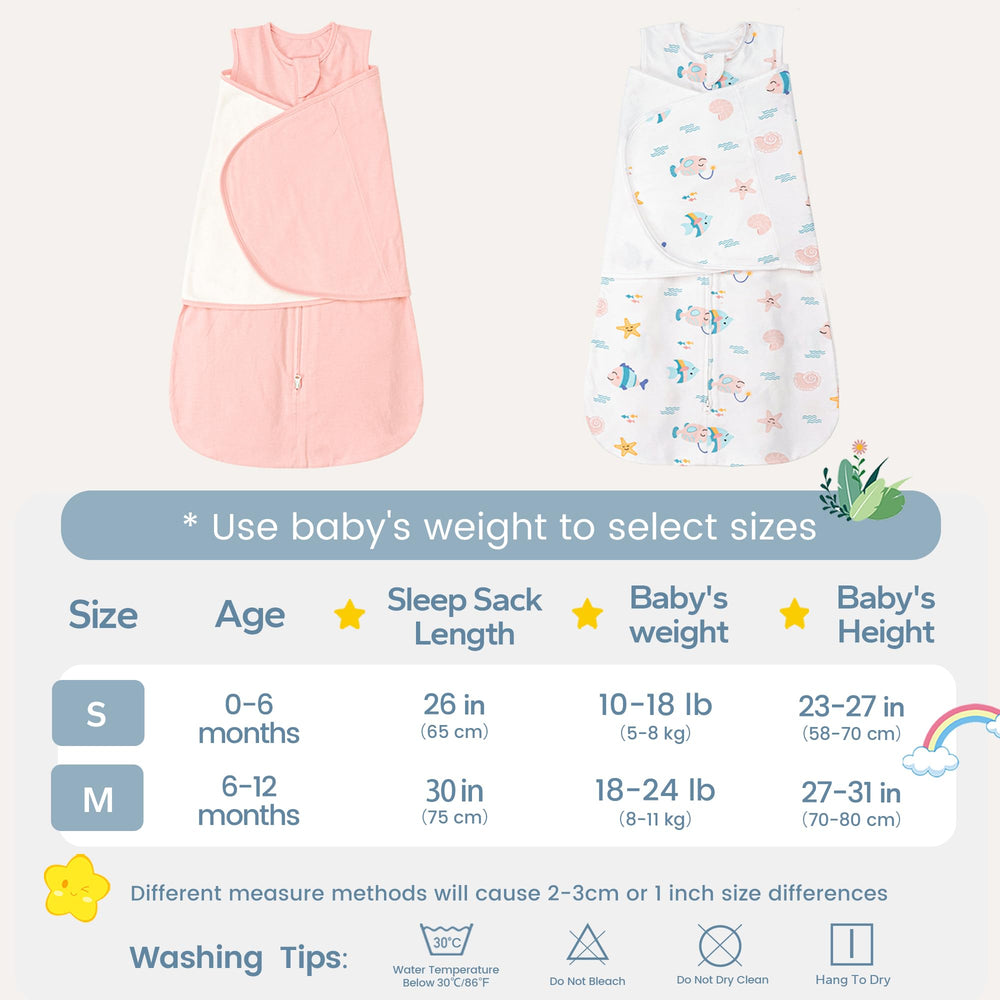 ZIGJOY Sleep Sack Swaddle comes in S and M sizes for growing babies.