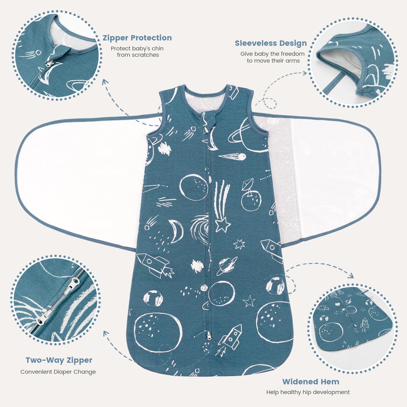 ZIGJOY swaddle wings with a quiet fastener for undisturbed naps