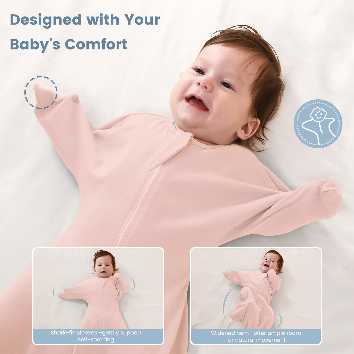 ZIGJOY two-way zipper swaddle for easy changes