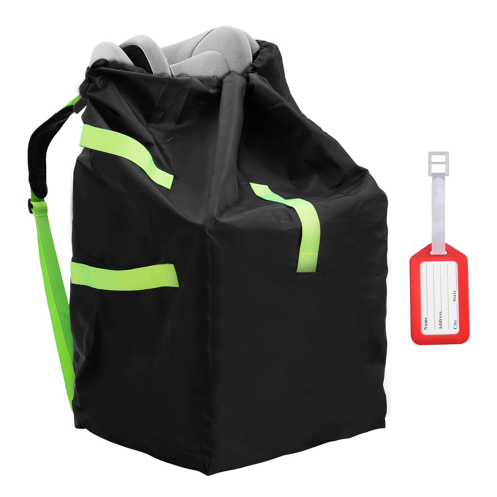 Zihvfzu car seat travel bag front view protects infant seats on flights.
