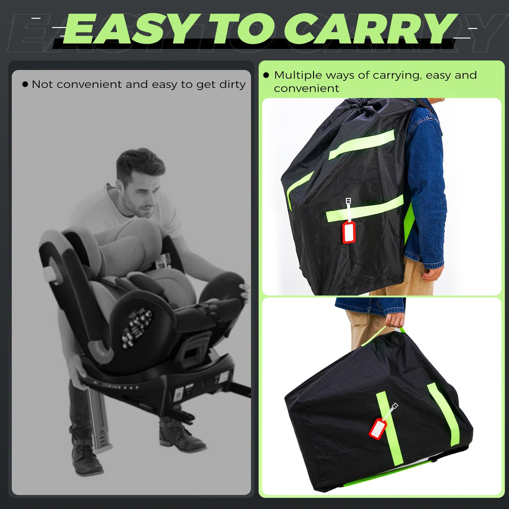 Zihvfzu car seat bag with green reflective strip for quick spotting.
