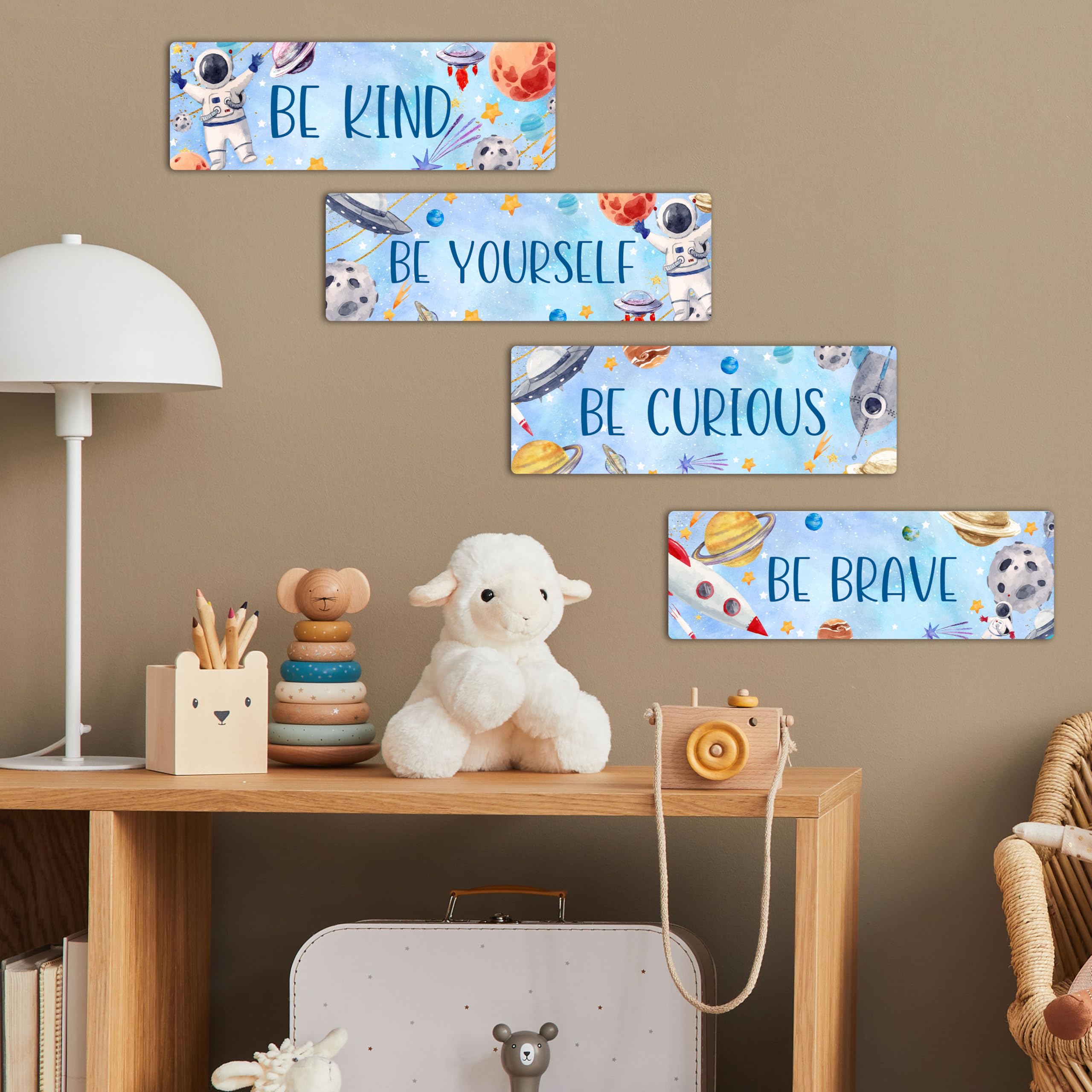 ZIIUFRN kids room space decor wooden sign, durable safe material.