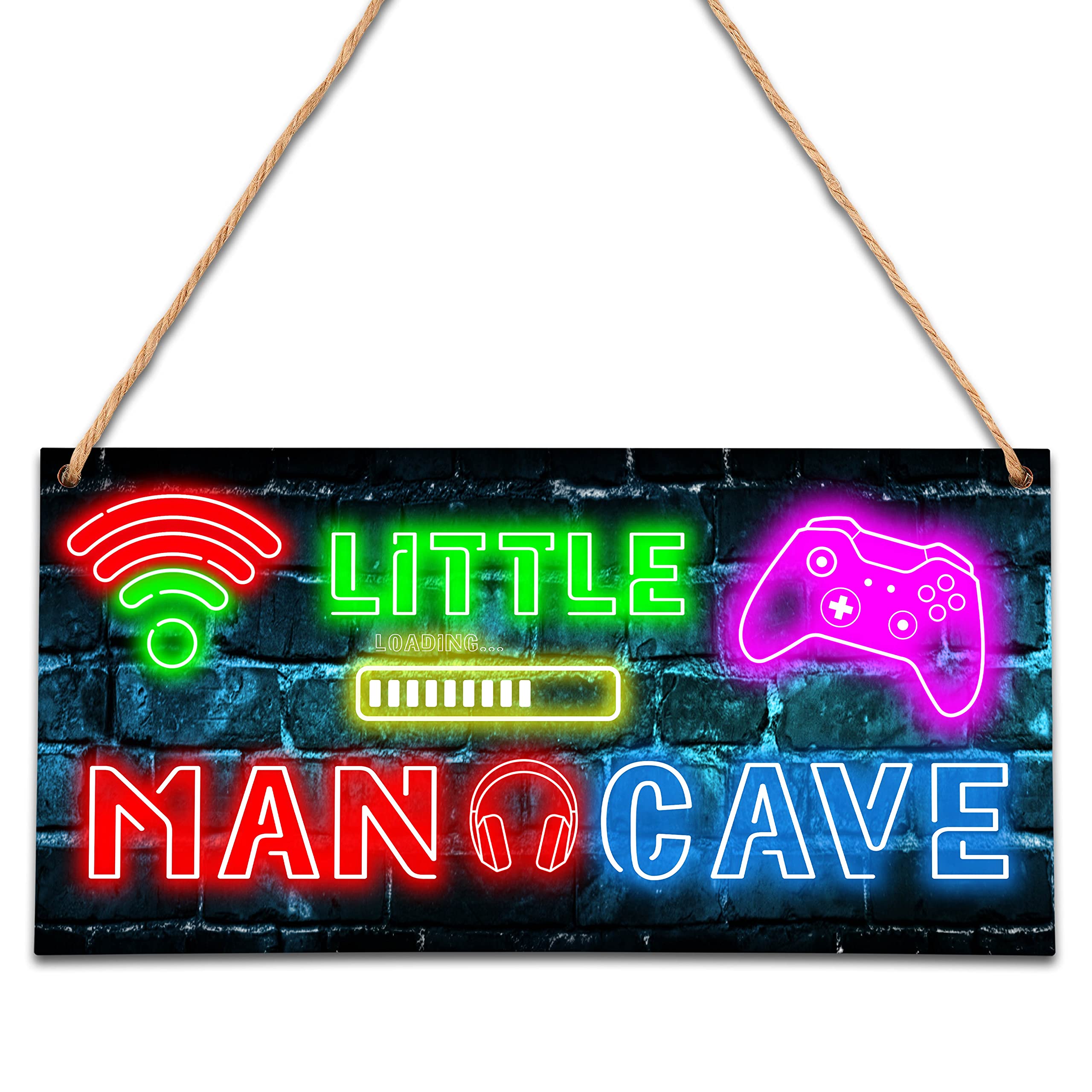 ZIIUFRN Little Man Cave neon gaming wood sign highlights room style and fits 5x10 inches.