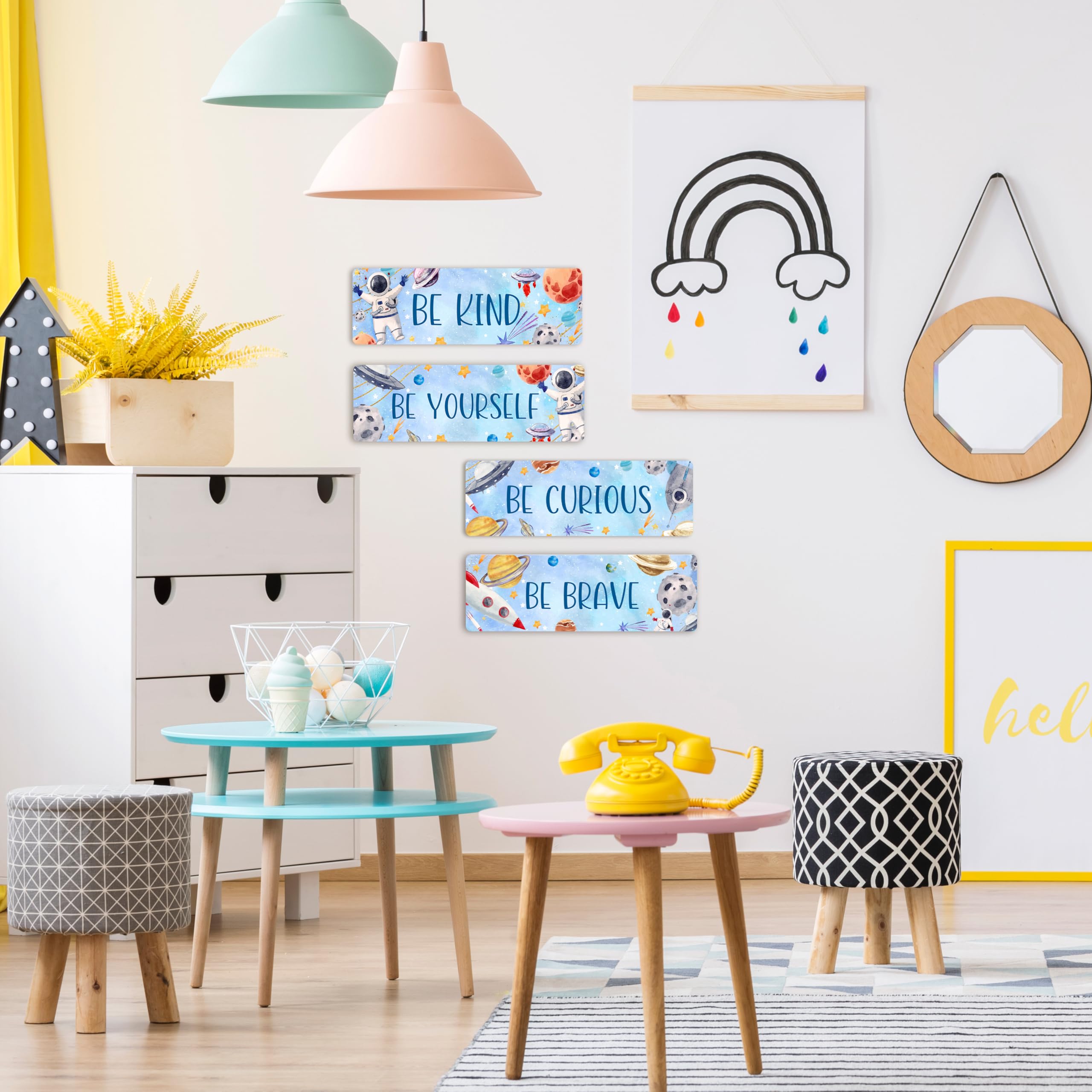 ZIIUFRN playroom classroom space theme signs for imaginative learning.