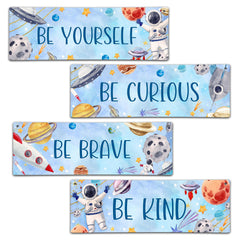 ZIIUFRN space wall sign set for boy's room, durable wooden decor.