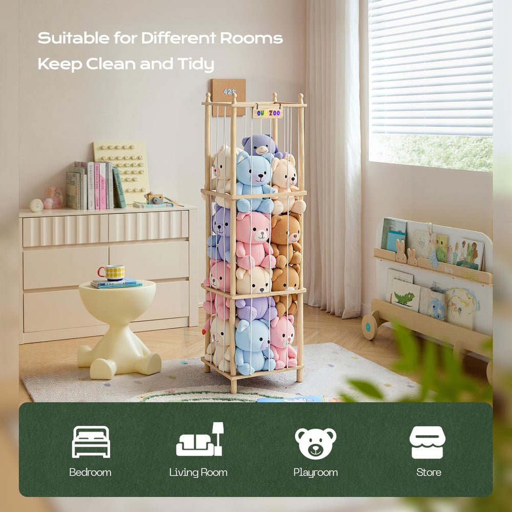 Ziluetar stuffed animal zoo, child-friendly design promotes independent toy retrieval.