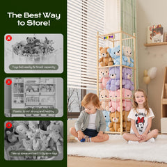 Ziluetar stuffed animal zoo, natural wood finish matching bedrooms and nurseries.