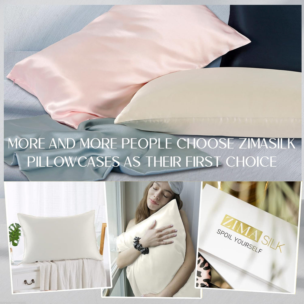ZIMASILK colorfast dyes resist fading after washing on ivory pillowcase