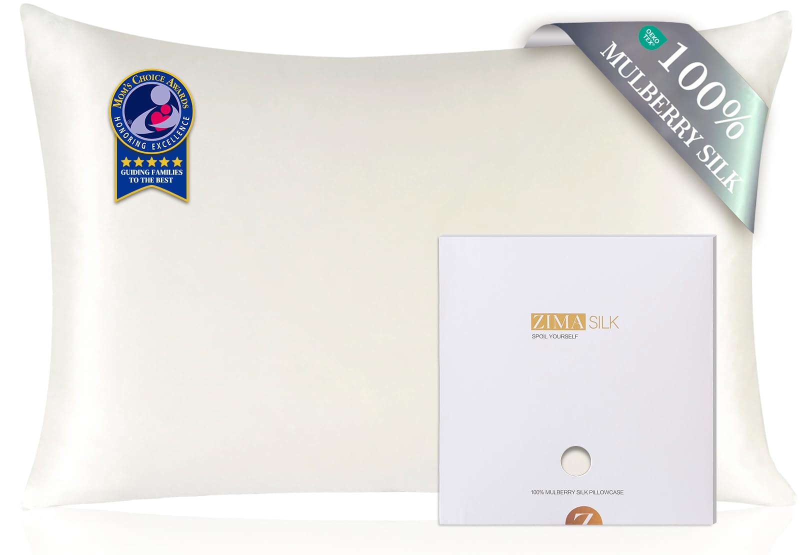 ZIMASILK ivory toddler 13x18 pillowcase with hidden zipper for secure, smooth sleep