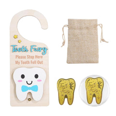 ZingFsh Tooth Fairy door hanger in blue with a playful bedtime ritual