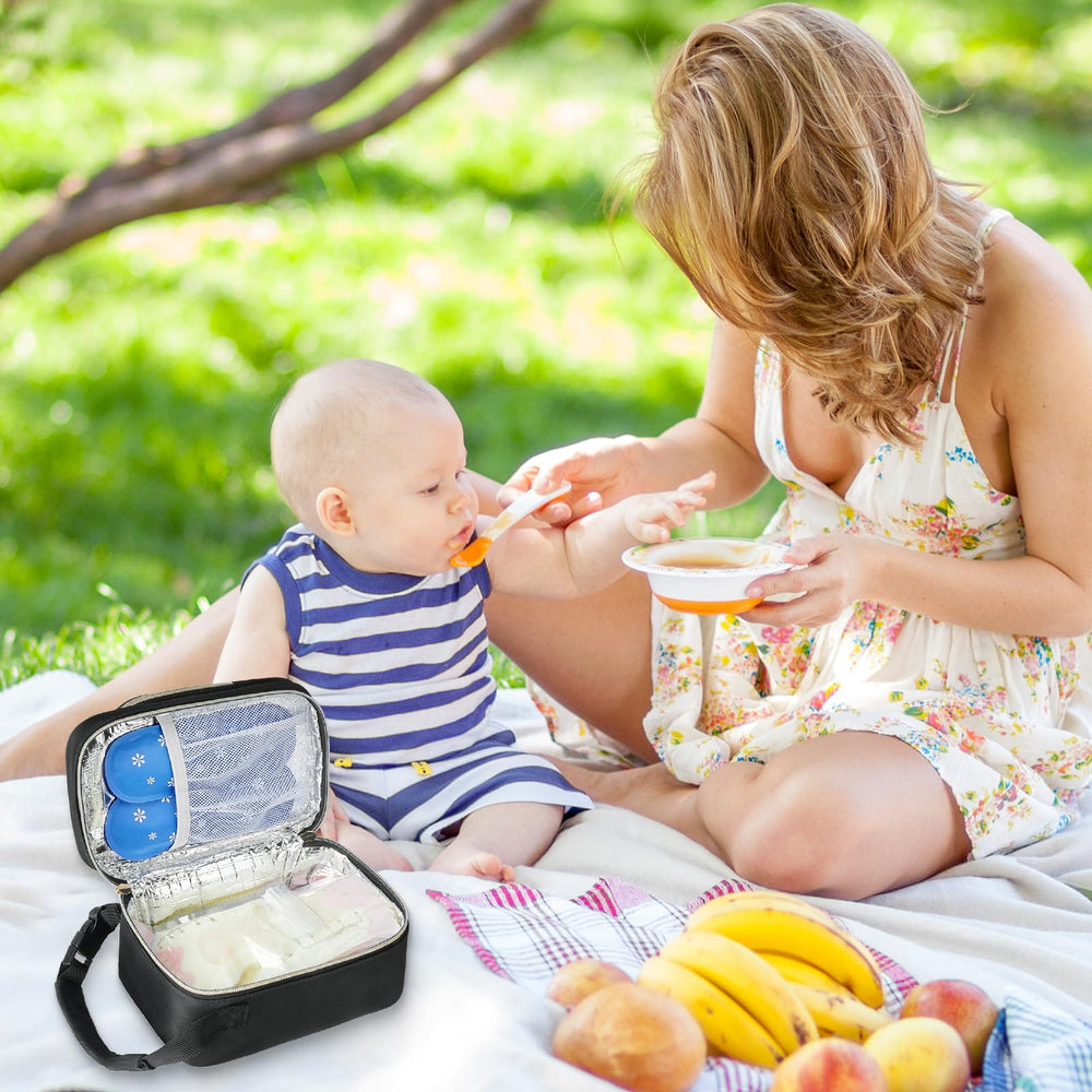 ZIOZERTT black breastmilk cooler bag ready for daily use