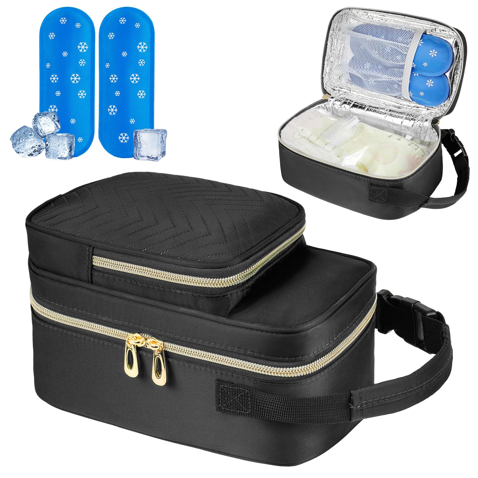 ZIOZERTT breastmilk cooler bag open interior ready for milk bags on the go