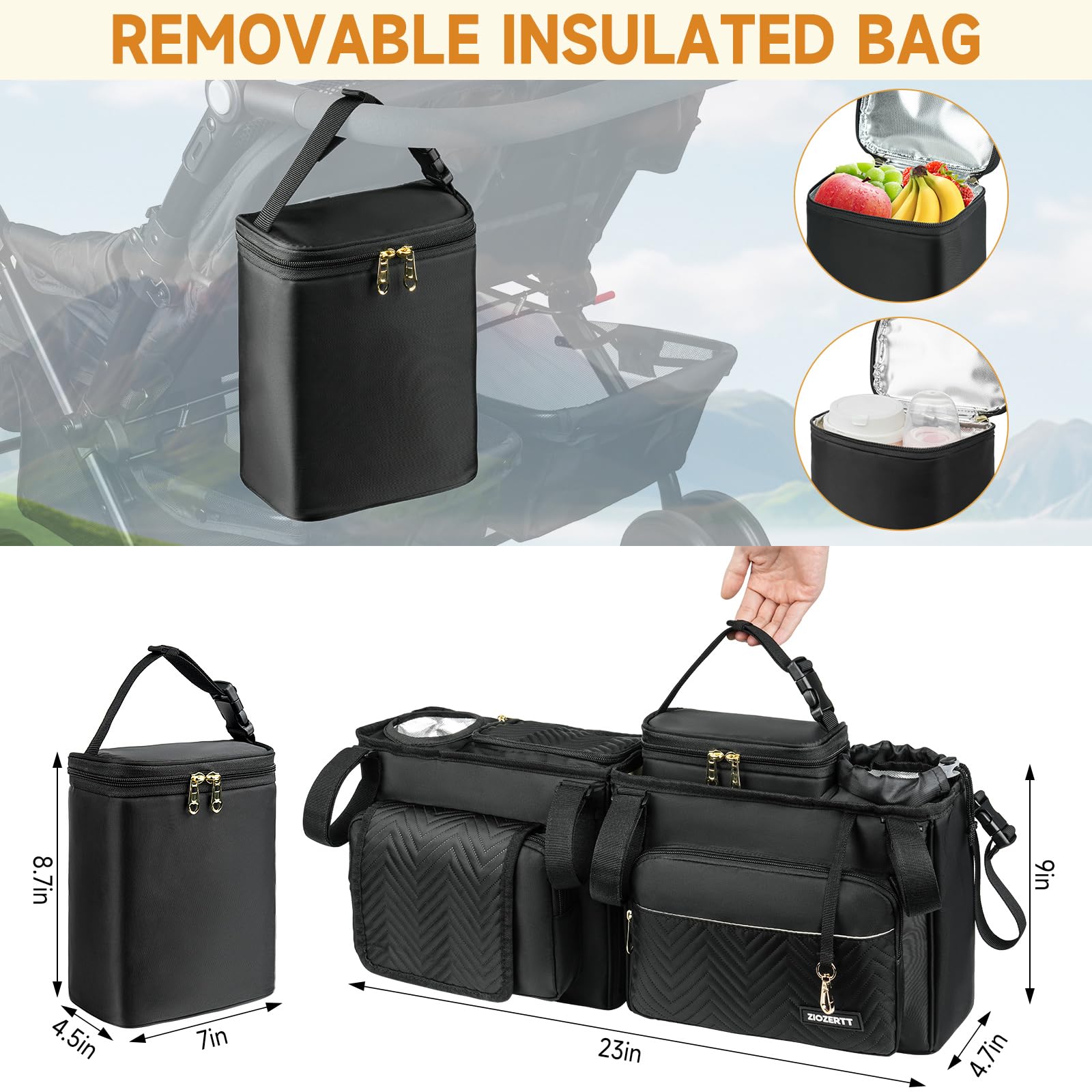 Bottom hardboard support helps prevent sagging when carrying heavier items.