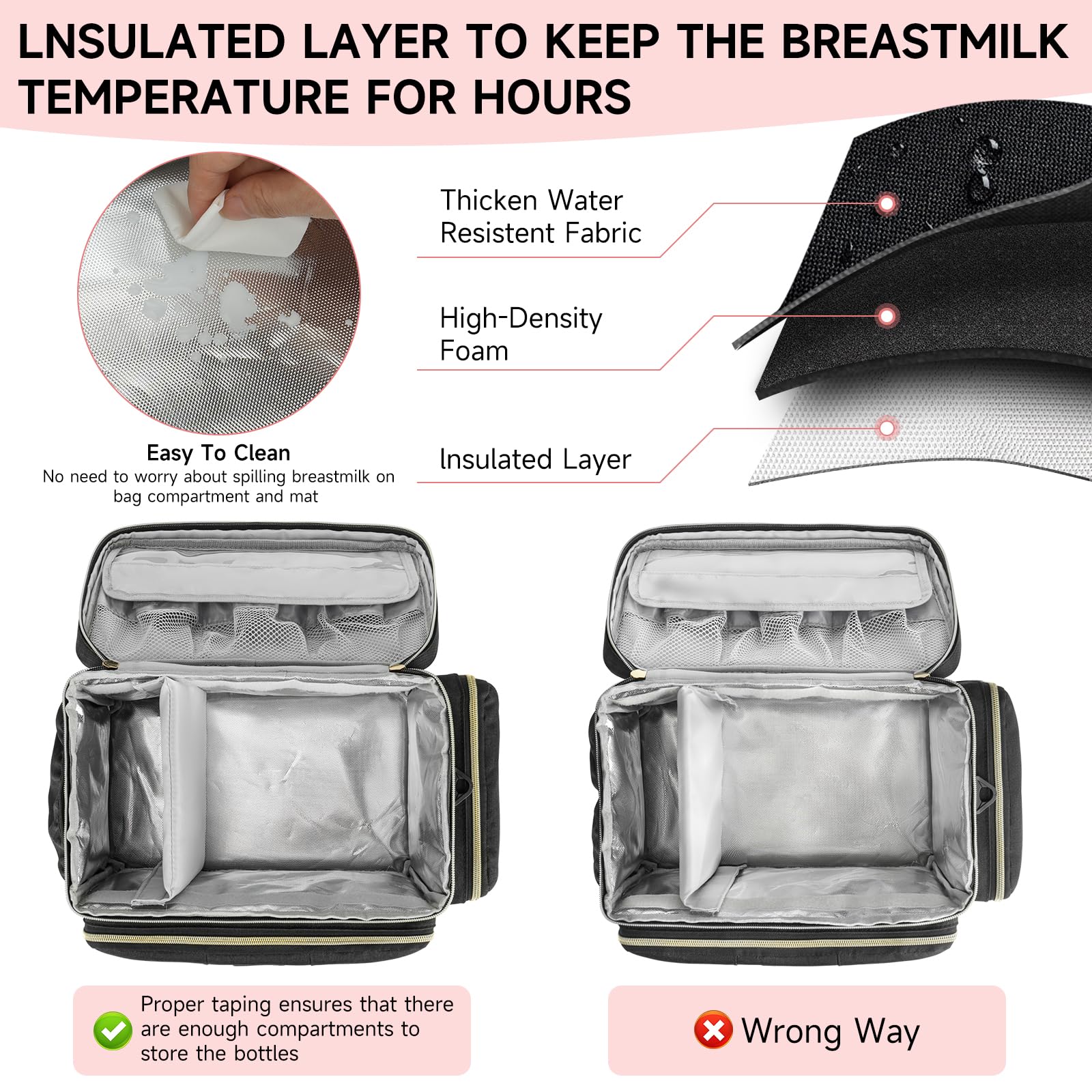ZIOZERTT bag top mesh pocket cover prevents accessories from falling out