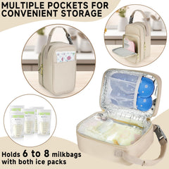 ZIOZERTT apricot cooler bag with buckle handle for stroller attachment