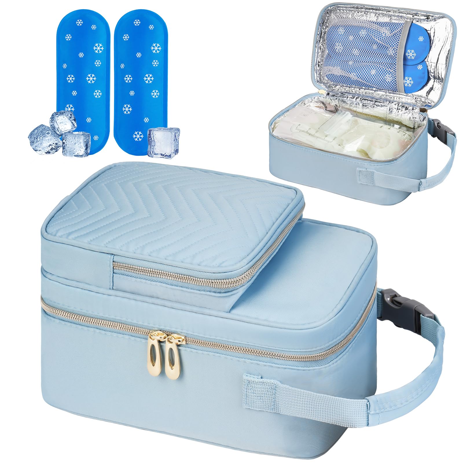 ZIOZERTT breastmilk cooler bag with ice packs keeps milk cold during travel